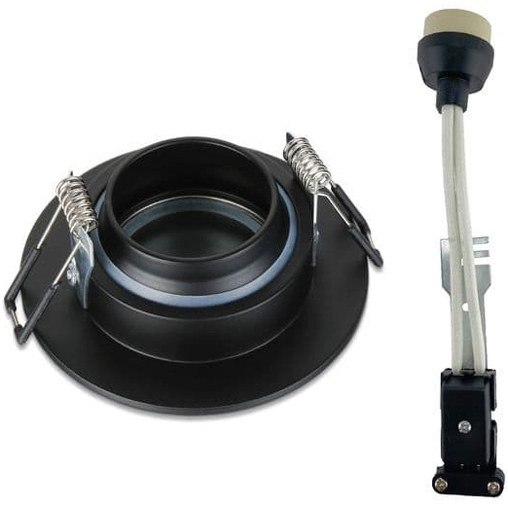Spa Cali Matt Black Tiltable Circular Ceiling Downlight - SPA-30841-MBLK