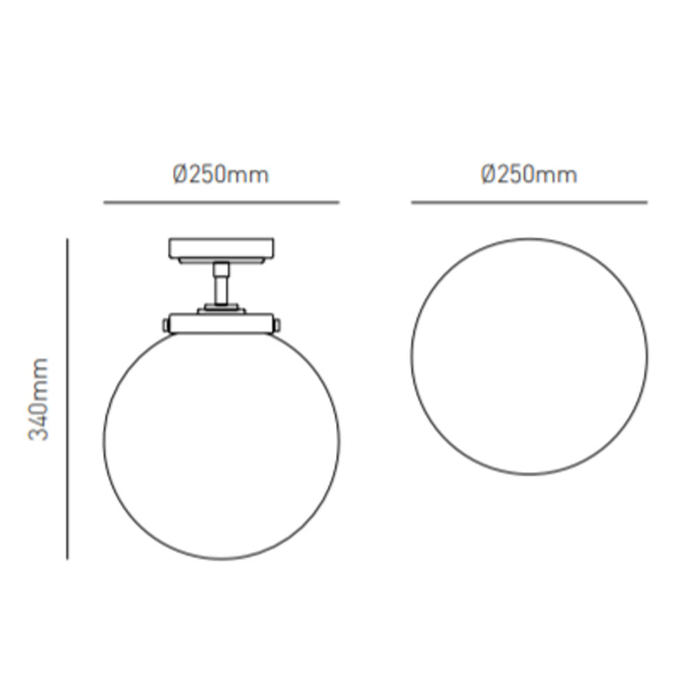 Spa Porto Shiny Brass Semi-Flush Single Ceiling Light - SPA-31309-BRS