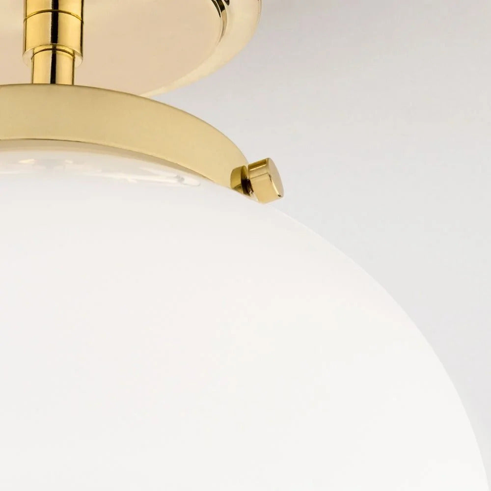Spa Porto Shiny Brass Semi-Flush Single Ceiling Light - SPA-31309-BRS