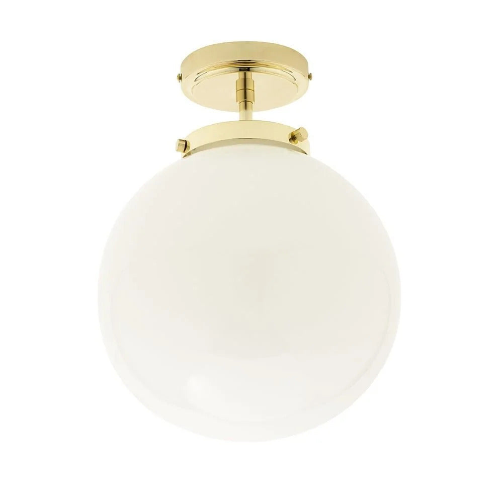 Spa Porto Shiny Brass Semi-Flush Single Ceiling Light - SPA-31309-BRS