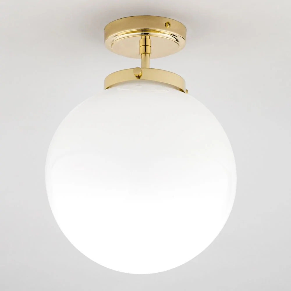 Spa Porto Shiny Brass Semi-Flush Single Ceiling Light - SPA-31309-BRS