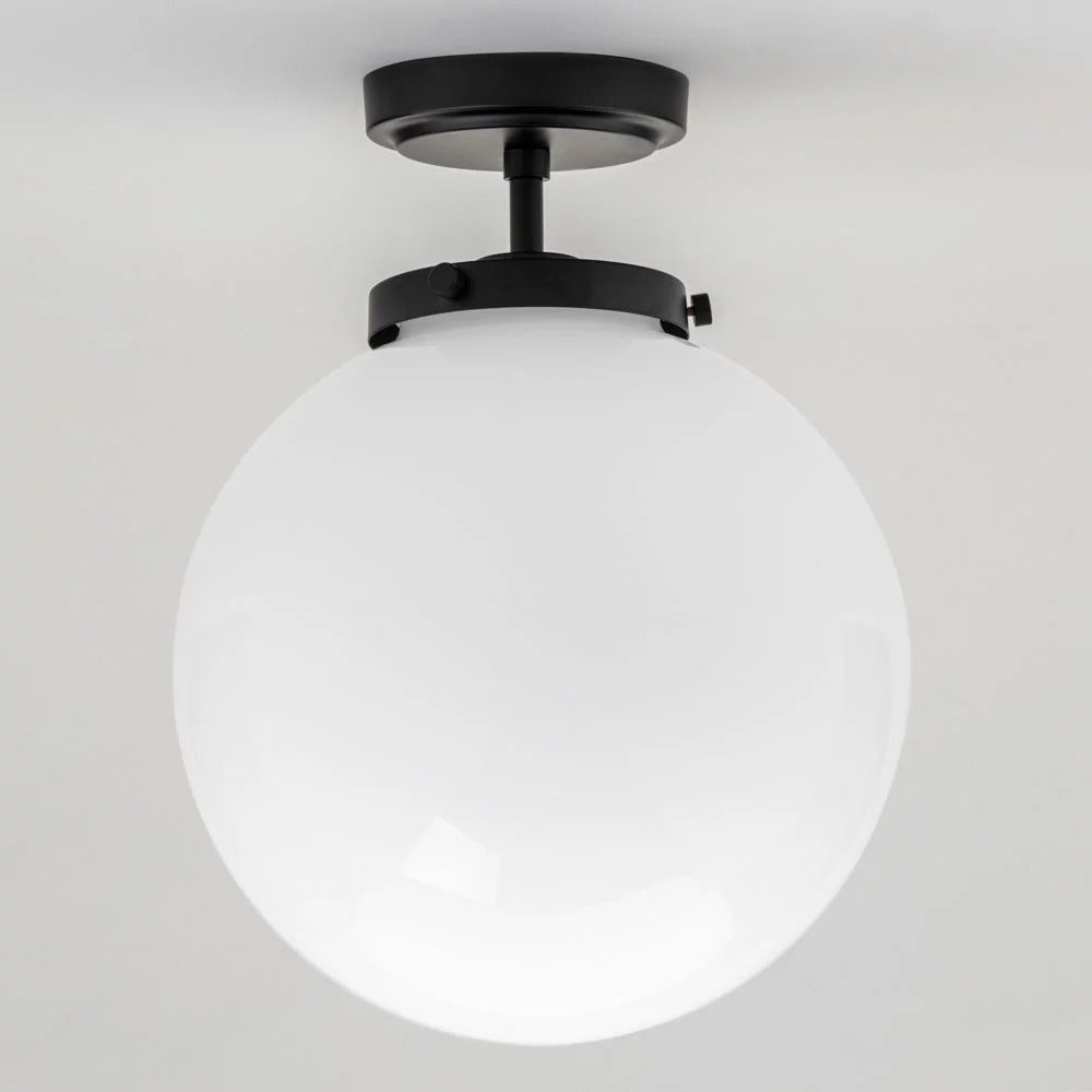 Spa Porto Matt Black Semi-Flush Single Ceiling Light - SPA-31309-MBlk