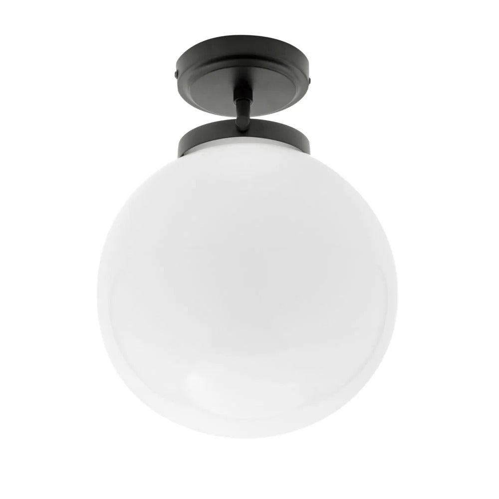 Spa Porto Matt Black Semi-Flush Single Ceiling Light - SPA-31309-MBlk