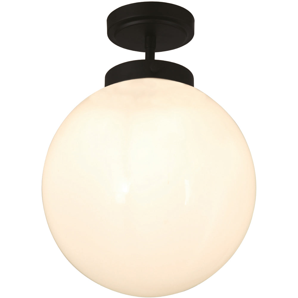 Spa Porto Matt Black Semi-Flush Single Ceiling Light - SPA-31309-MBlk