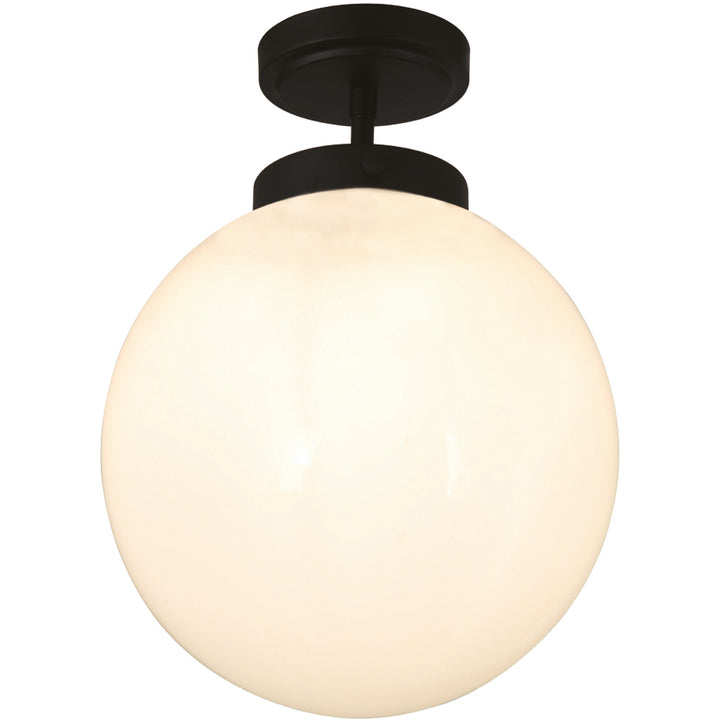 Spa Porto Matt Black Semi-Flush Single Ceiling Light - SPA-31309-MBlk