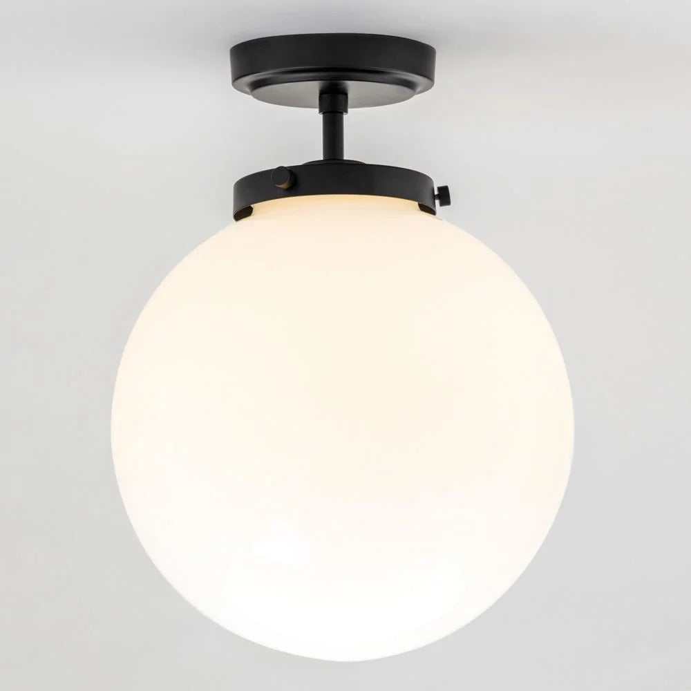 Spa Porto Matt Black Semi-Flush Single Ceiling Light - SPA-31309-MBlk