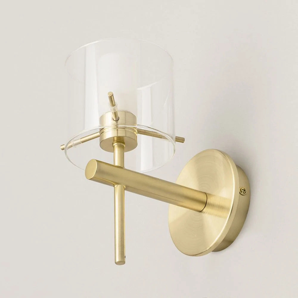 Spa Gene Satin Brass Cylinder Wall Light - SPA-31725-SBRS