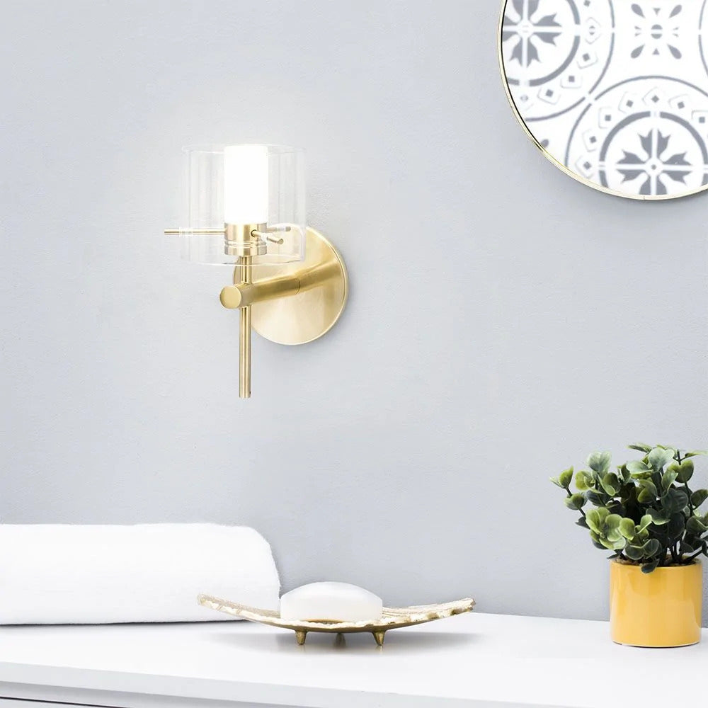 Spa Gene Satin Brass Cylinder Wall Light - SPA-31725-SBRS