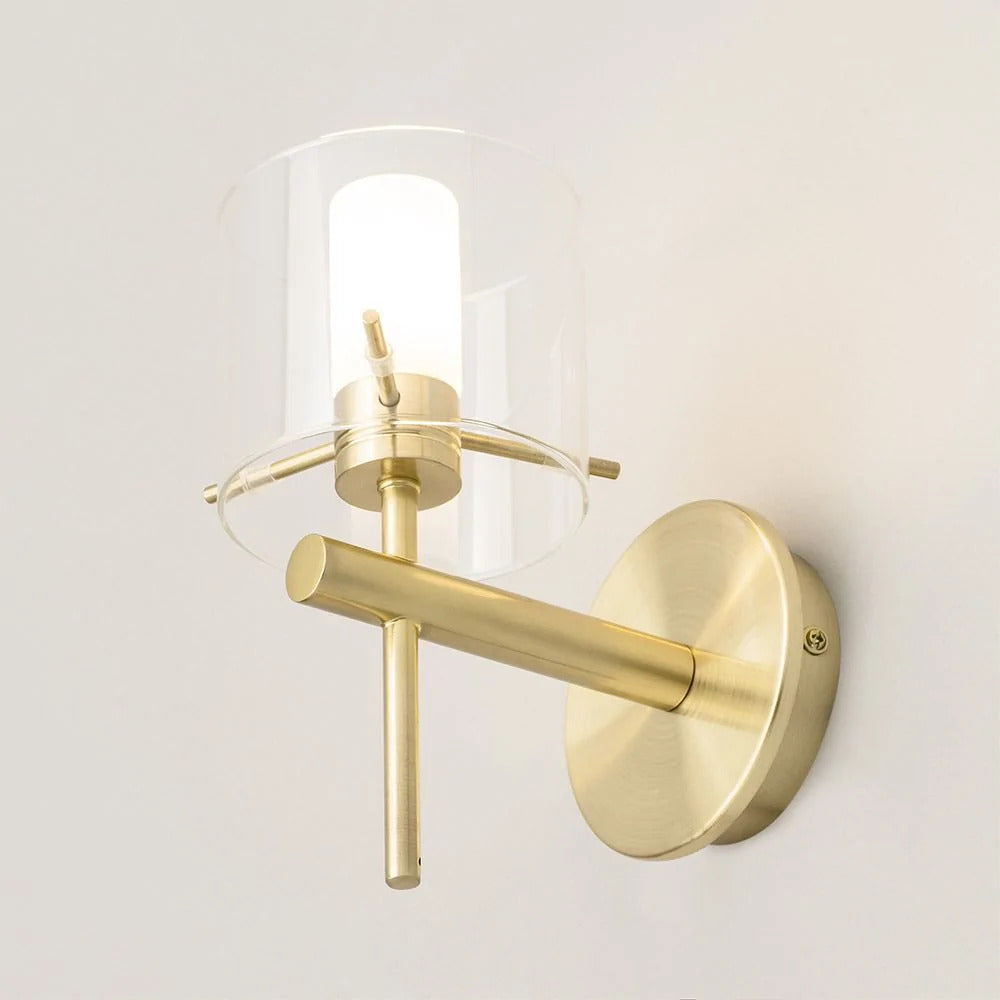 Spa Gene Satin Brass Cylinder Wall Light - SPA-31725-SBRS