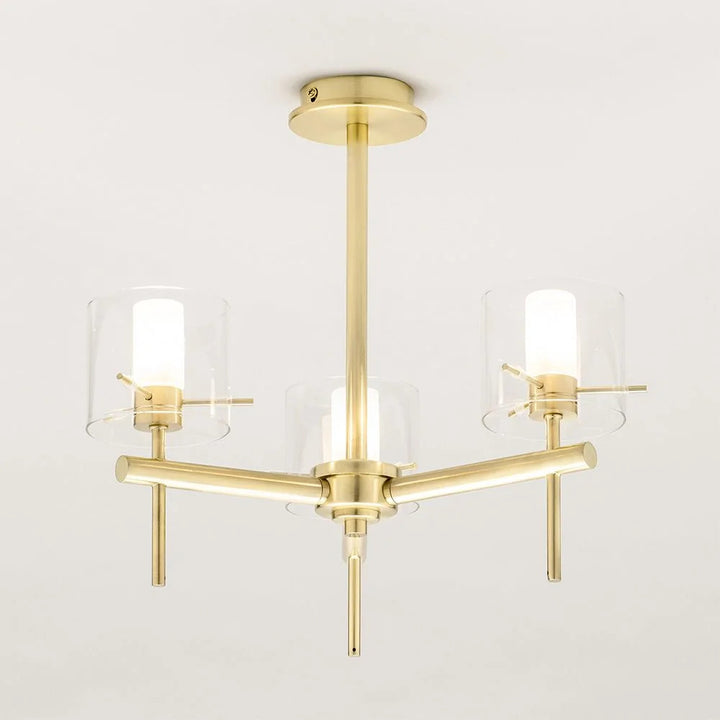 Spa Gene Satin Brass 3 Cylinder Ceiling Light - SPA-31726-SBRS