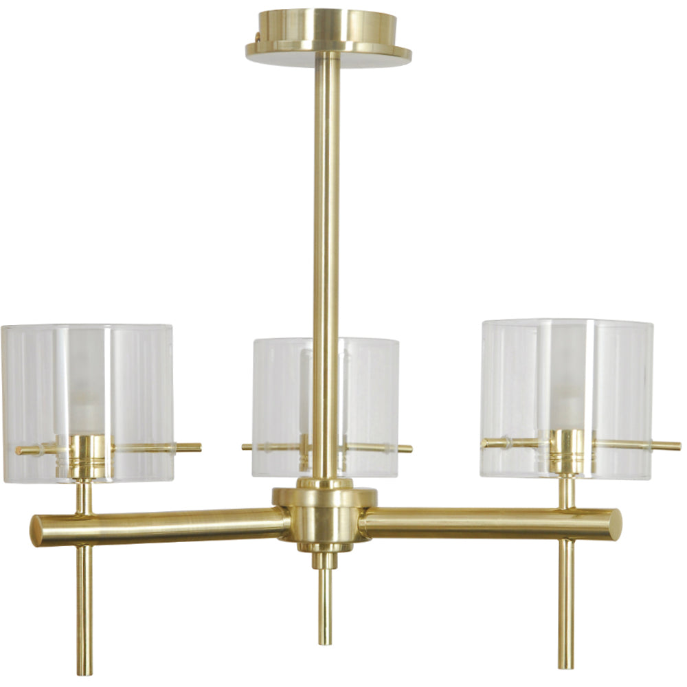 Spa Gene Satin Brass 3 Cylinder Ceiling Light - SPA-31726-SBRS