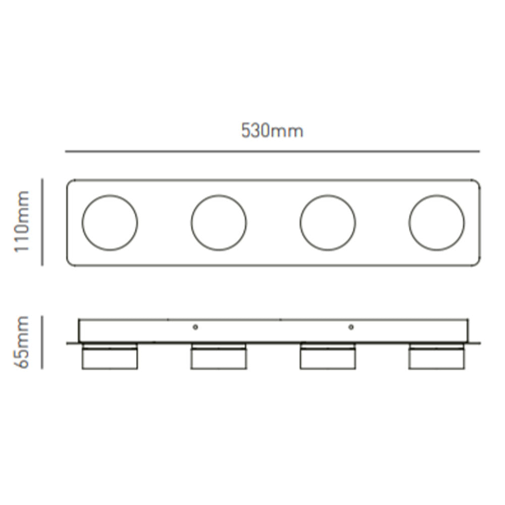 Spa Amalfi Chrome 4 LED Flush Bar Light - SPA-31737-CHR