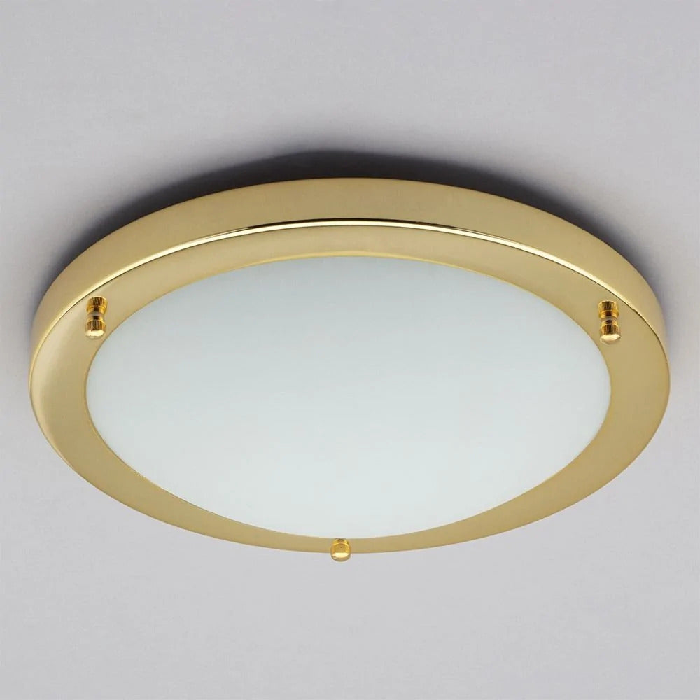 Spa Delphi Shiny Brass Large LED Flush Ceiling Light - SPA-34047-BRS