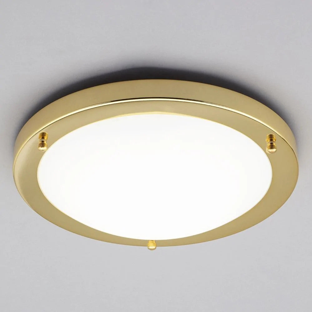 Spa Delphi Shiny Brass Large LED Flush Ceiling Light - SPA-34047-BRS