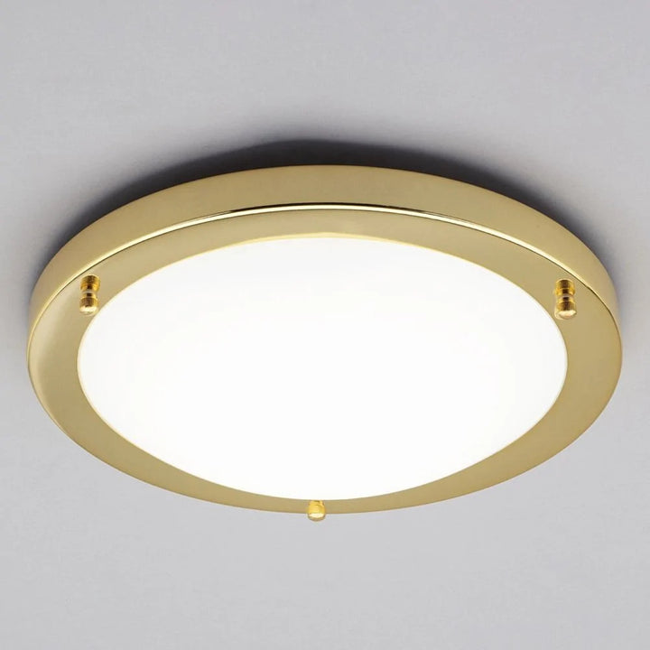 Spa Delphi Shiny Brass Large LED Flush Ceiling Light - SPA-34047-BRS