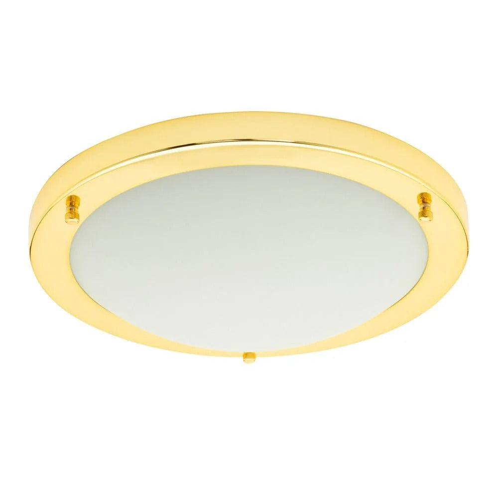 Spa Delphi Shiny Brass Large LED Flush Ceiling Light - SPA-34047-BRS