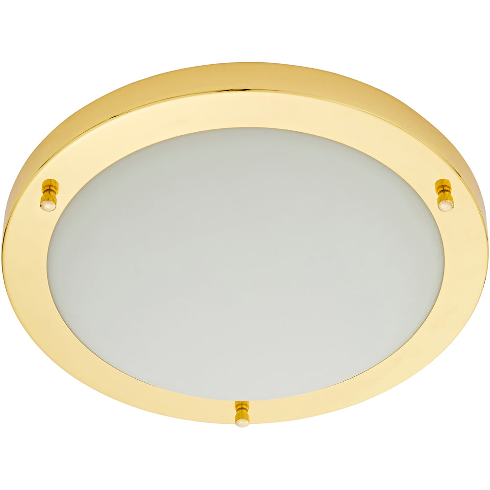 Spa Delphi Shiny Brass Large LED Flush Ceiling Light - SPA-34047-BRS