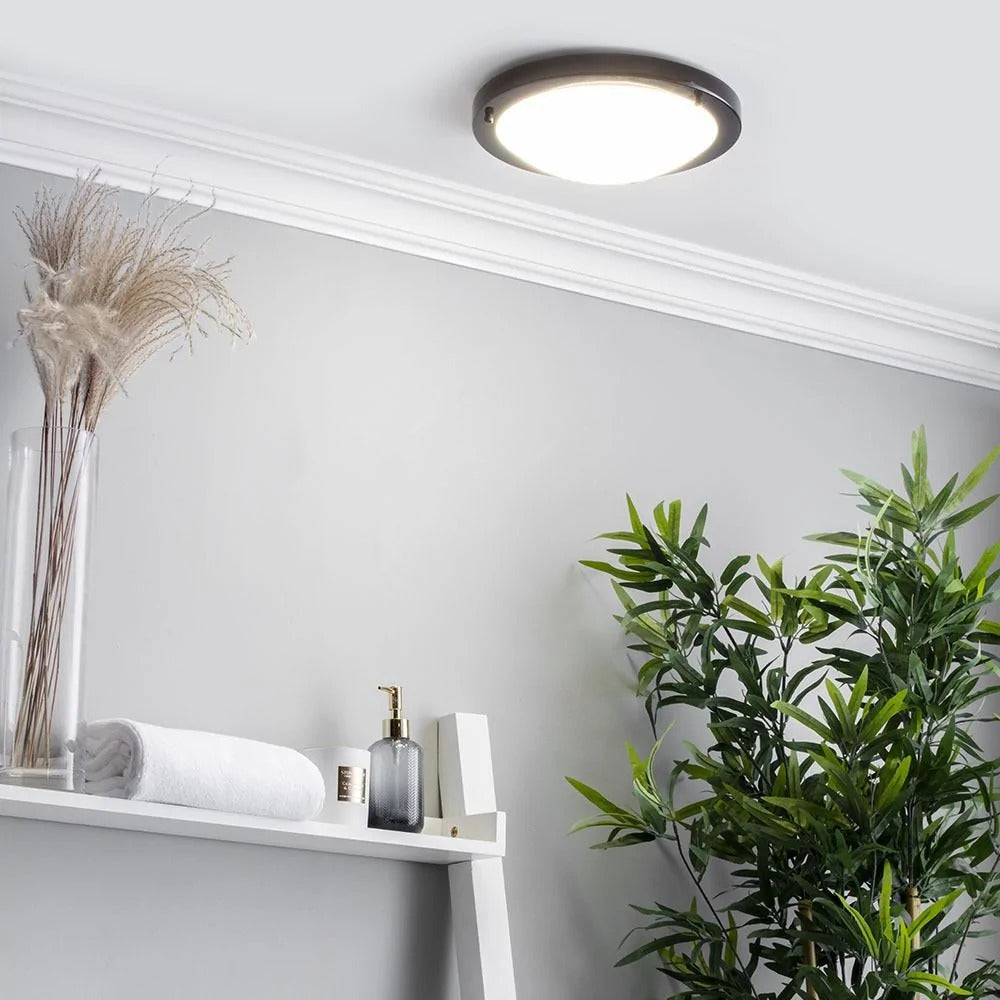 Spa Delphi Satin Black Large LED Flush Ceiling Light - SPA-34047-SBLK