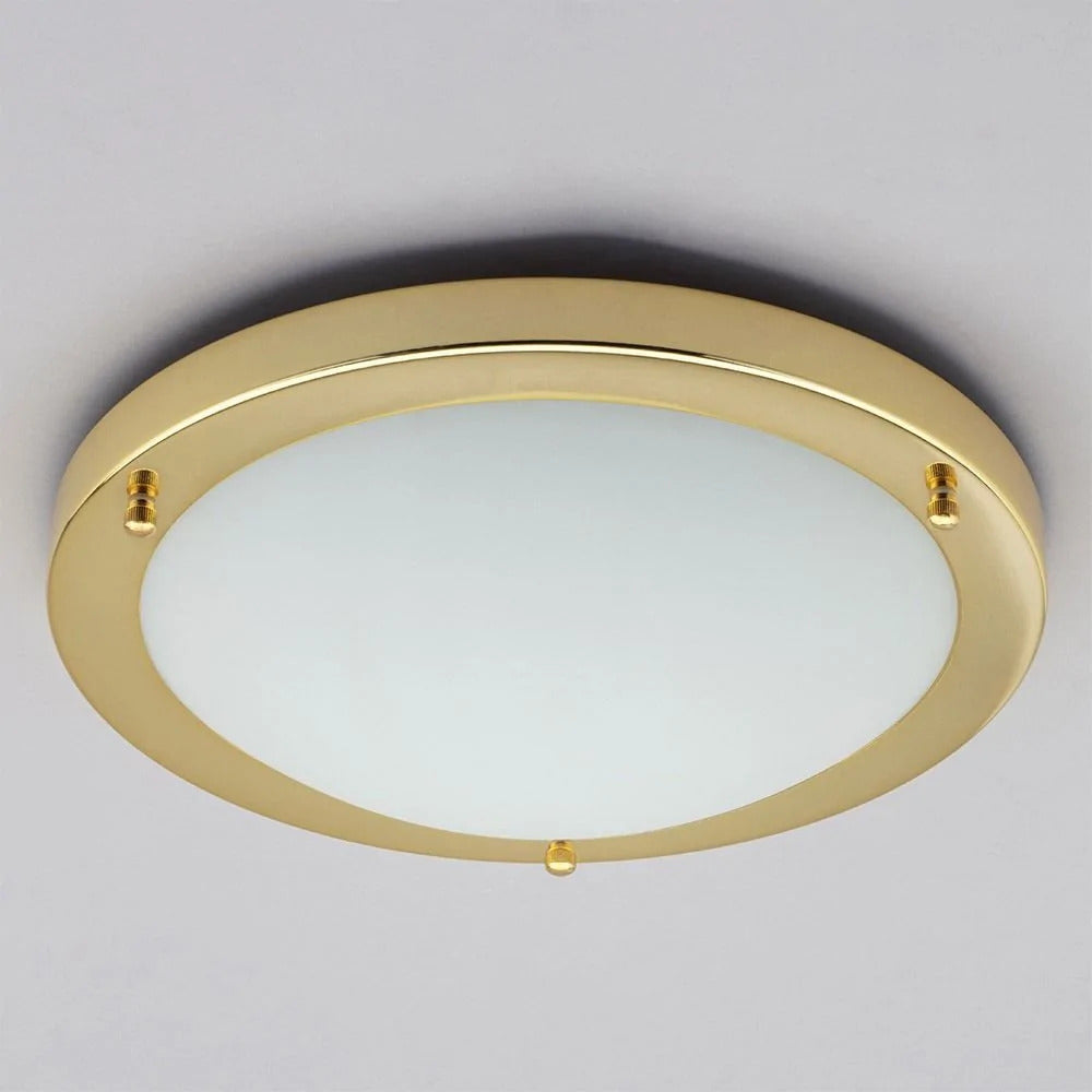 Spa Delphi Shiny Brass Large Flush Ceiling Light - SPA-34050-BRS
