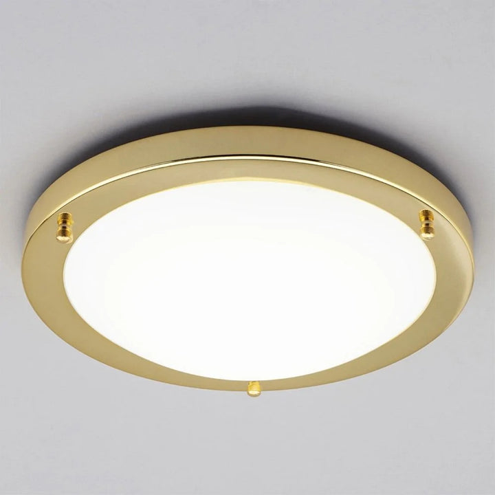 Spa Delphi Shiny Brass Large Flush Ceiling Light - SPA-34050-BRS