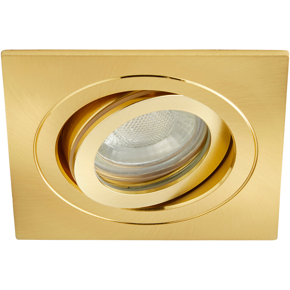 Spa Cali Satin Brass Tiltable Square Ceiling Downlight - SPA-35723