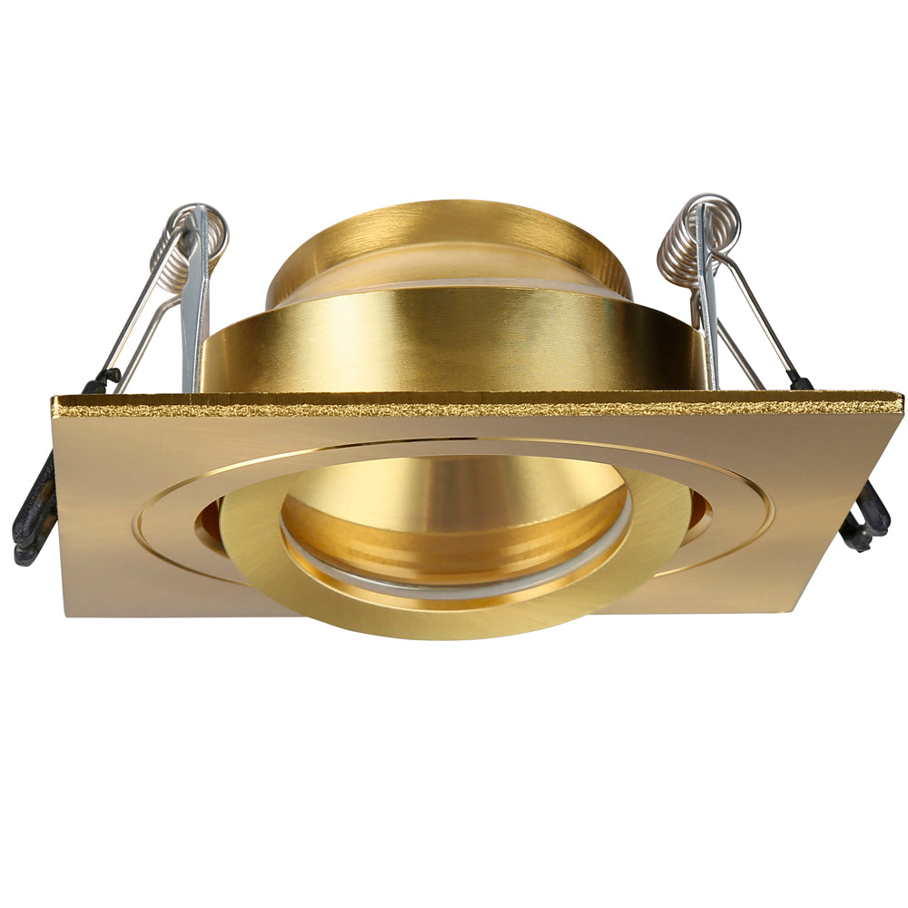 Spa Cali Satin Brass Tiltable Square Ceiling Downlight - SPA-35723