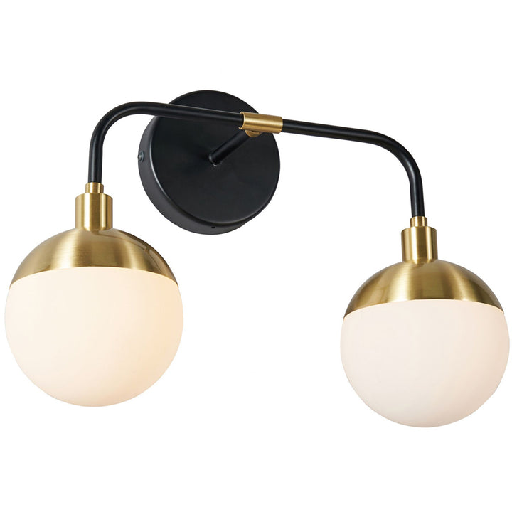 Spa Lille Black & Brass 2 Light Bathroom Wall Light - SPA-35812-BLK