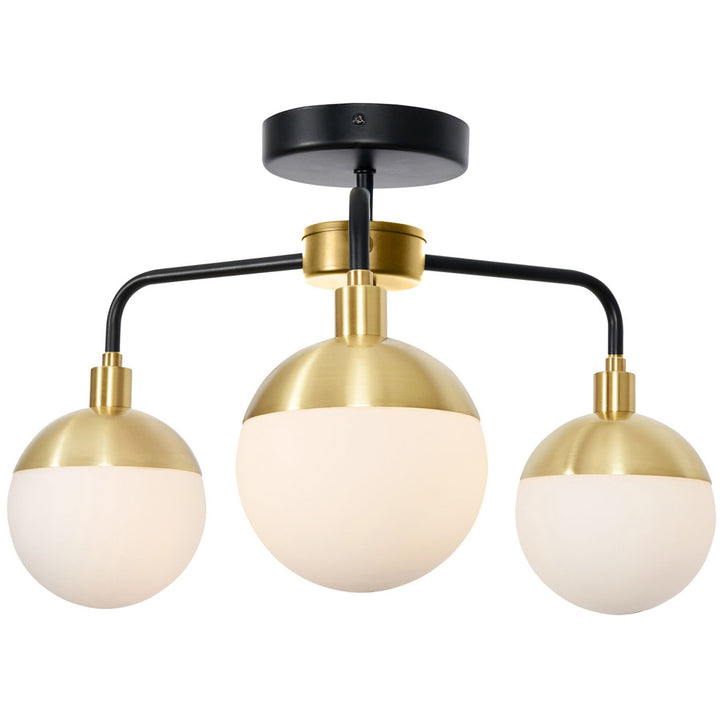 Spa Lille Black & Brass Bathroom Semi Flush Ceiling Light - SPA-35814-BLK