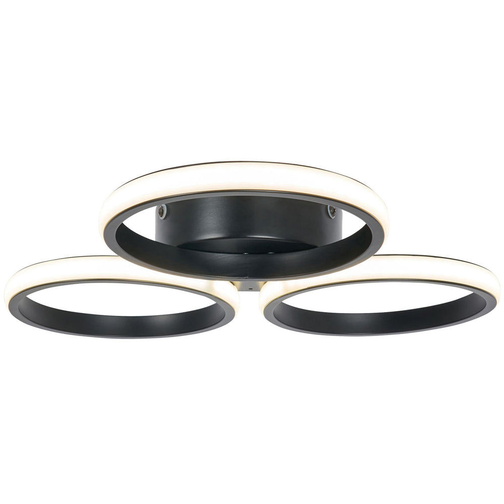 Spa Chios Matt Black LED Rings Bathroom Flush Ceiling Light - SPA-36129-MBLK