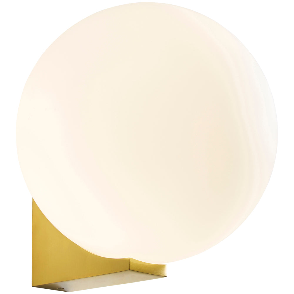 Spa Thiva Satin Brass Opal Glass IP44 Wall Light - SPA-38576-SBRS