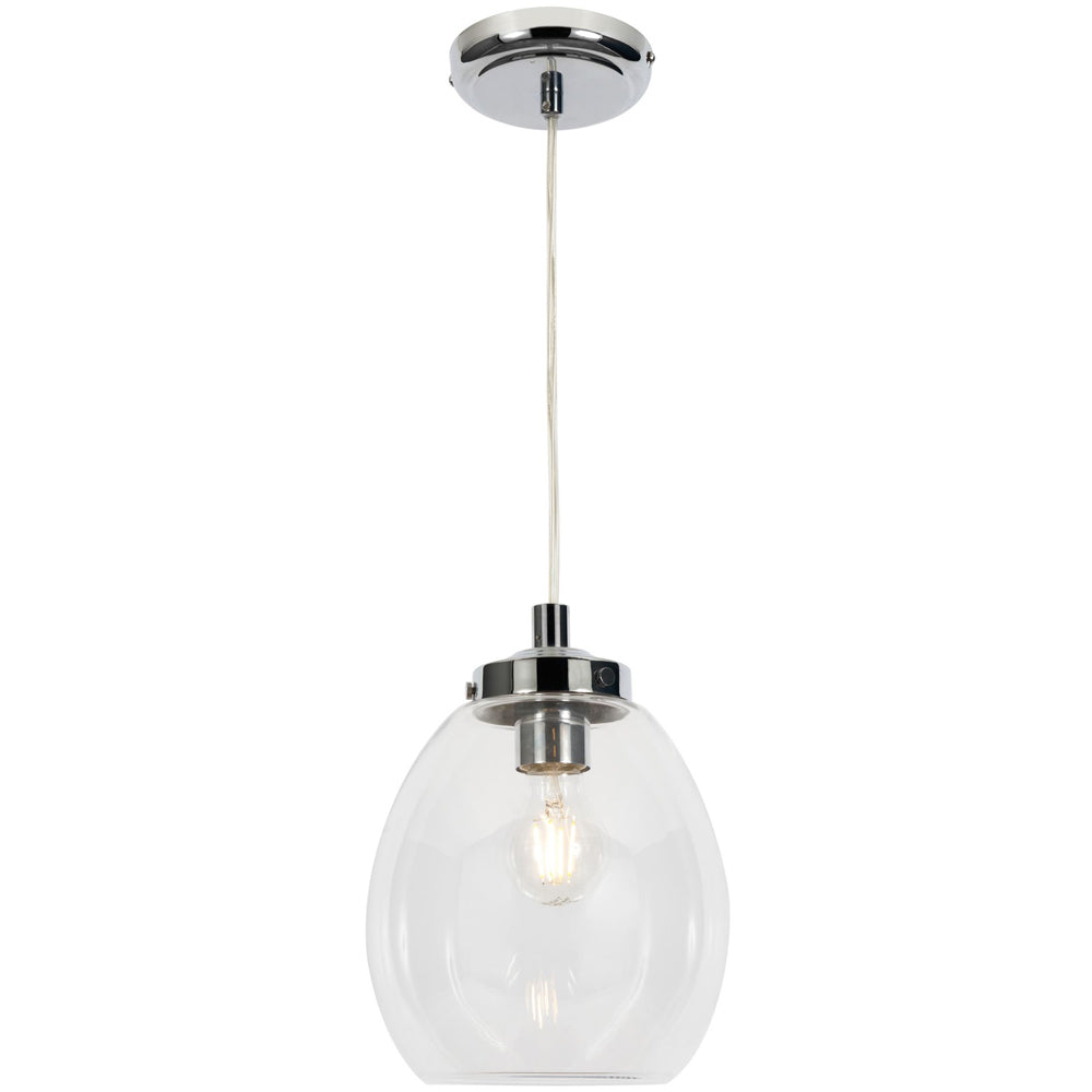 Spa Bryn Chrome Clear Glass Bathroom Ceiling Pendant - SPA-41223-CHR
