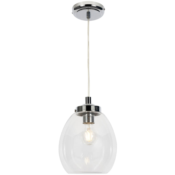 Spa Bryn Chrome Clear Glass Bathroom Ceiling Pendant - SPA-41223-CHR