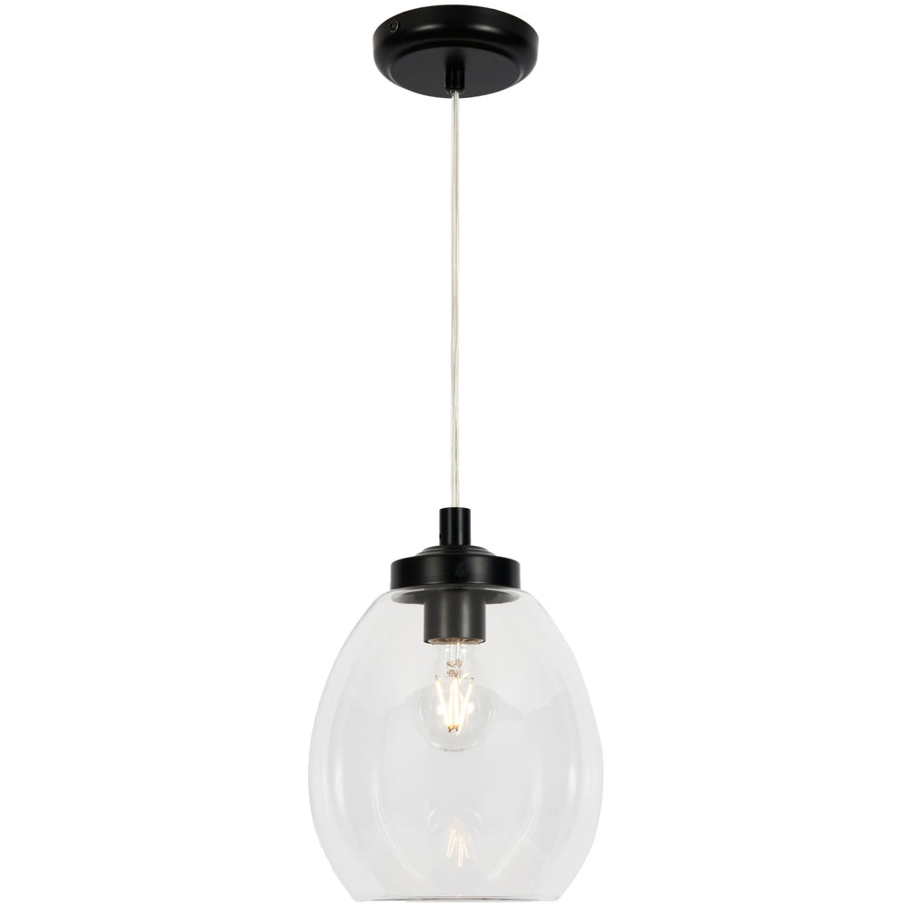 Spa Dylan Satin Black Clear Glass Bathroom Ceiling Pendant - SPA-41225-SBLK