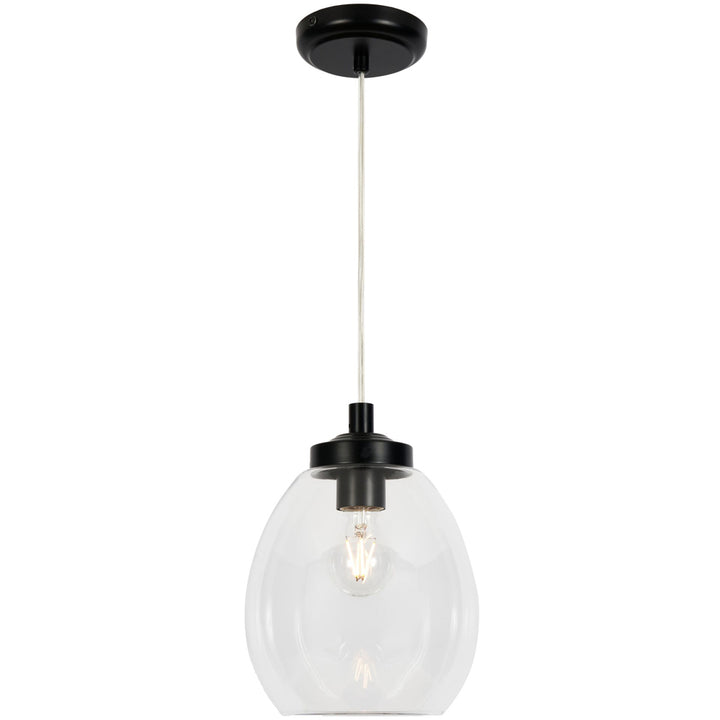 Spa Dylan Satin Black Clear Glass Bathroom Ceiling Pendant - SPA-41225-SBLK