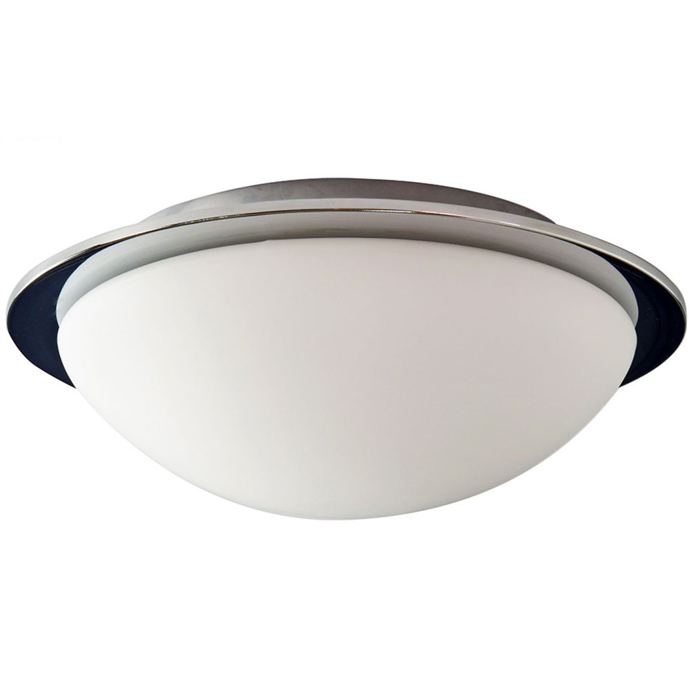 Spa Opie Chrome LED Bathroom Glass Dome Flush Ceiling Light - SPA-41694-CHR
