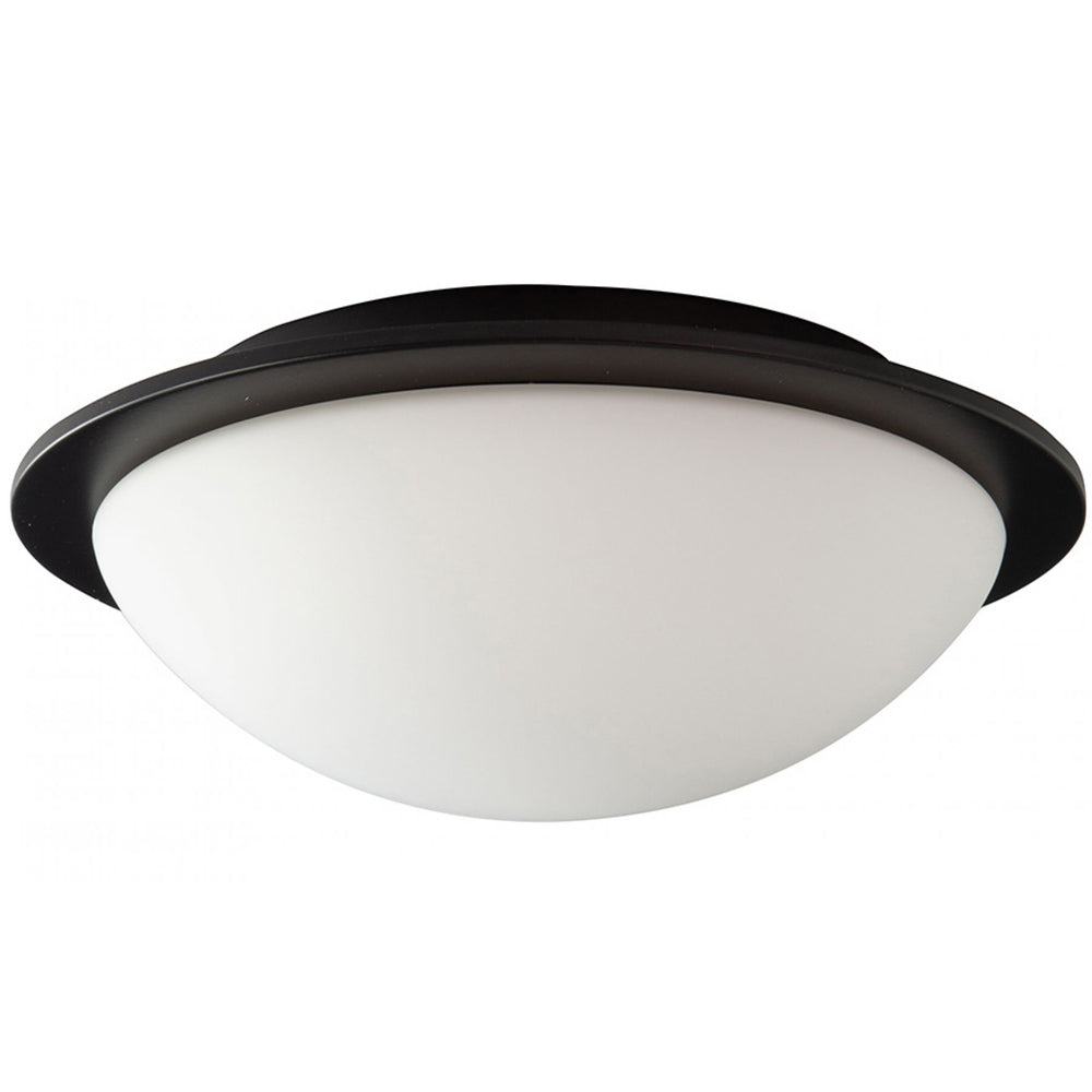 Spa Opie Matt Black LED Bathroom Glass Dome Flush Ceiling Light - SPA-41694-MBLK