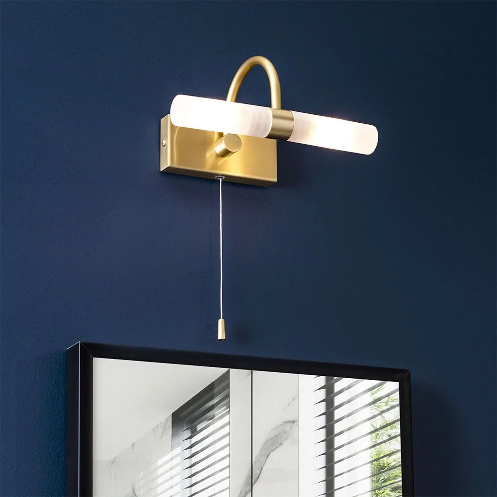 Spa Corvus Satin Brass 28W 2 Wall Light - SPA-6888.014-SBRS