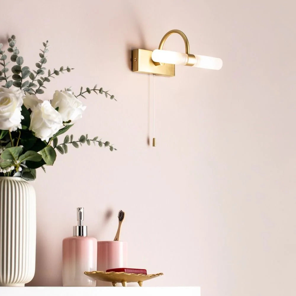 Spa Corvus Satin Brass 28W 2 Wall Light - SPA-6888.014-SBRS