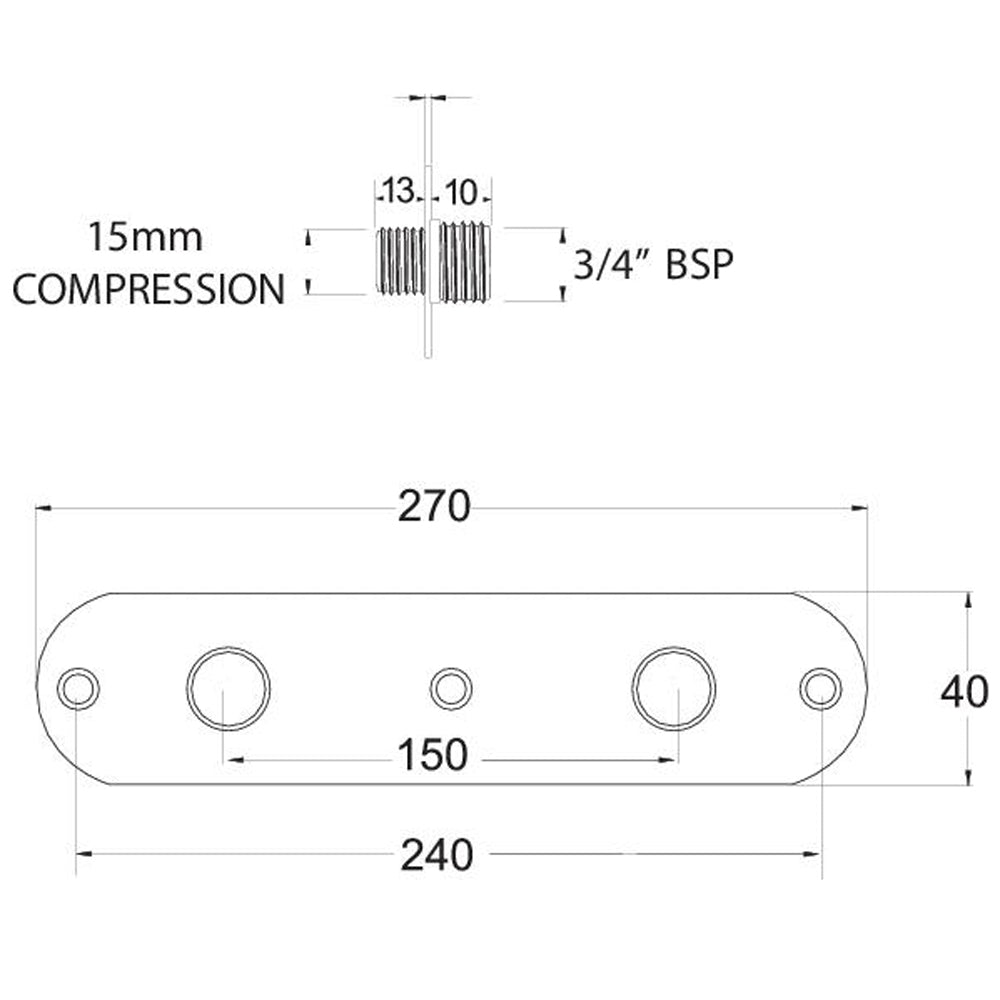 Deva Vision Chrome Wall Plate For Bar Showers SPE10