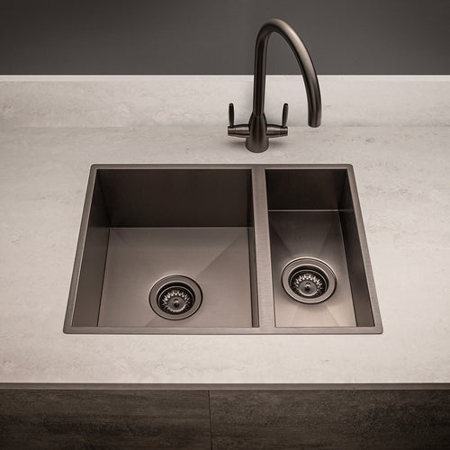 Astini Sotto 1.5 Bowl Gunmetal PVD Stainless Steel Kitchen Sink & Waste