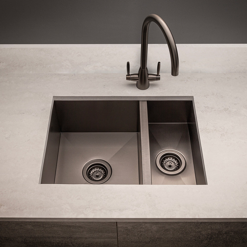 Astini Sotto 1.5 Bowl Gunmetal PVD Stainless Steel Kitchen Sink & Waste