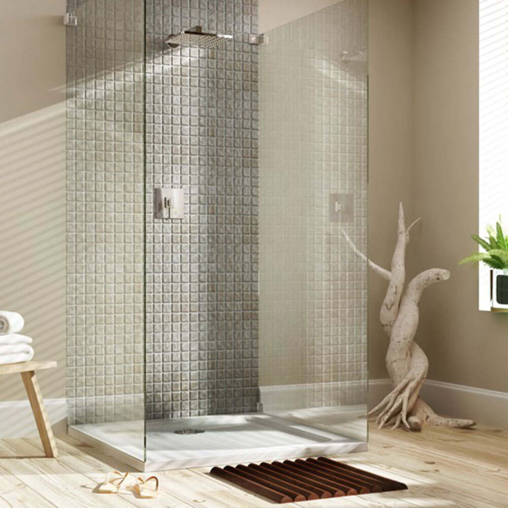 MX White Stone Resin Rectangular Shower Tray & End Waste 1700 x 700mm ST2