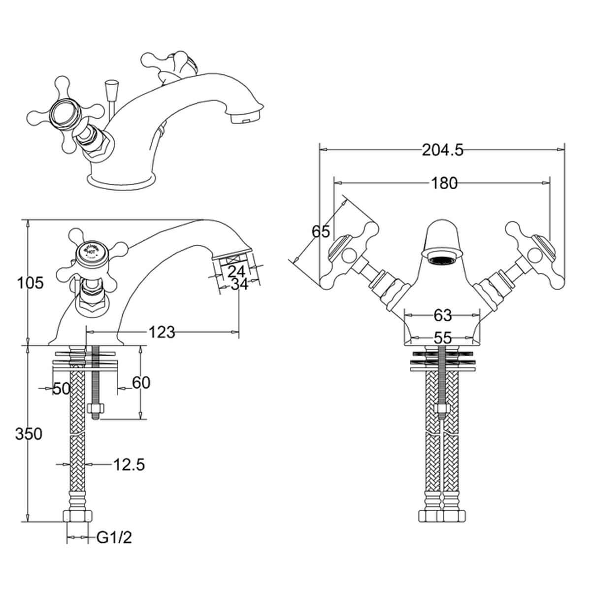 Burlington Stafford Chrome Mono Basin Mixer Tap with Pop-Up Waste