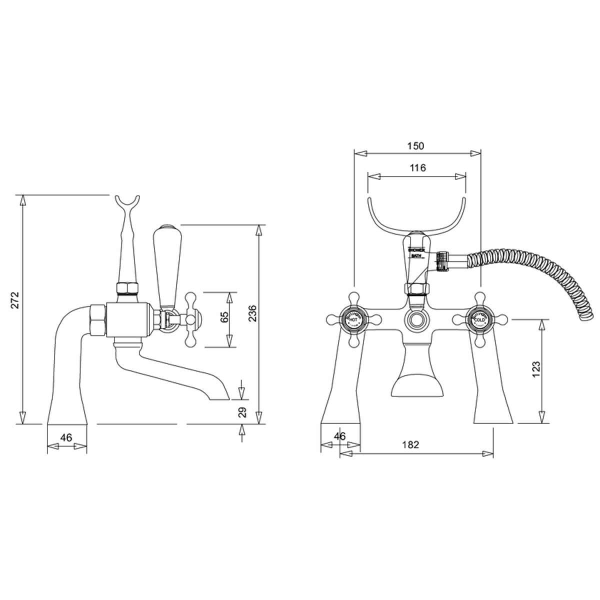 Burlington Stafford Chrome Deck Mounted Bath Shower Mixer Tap