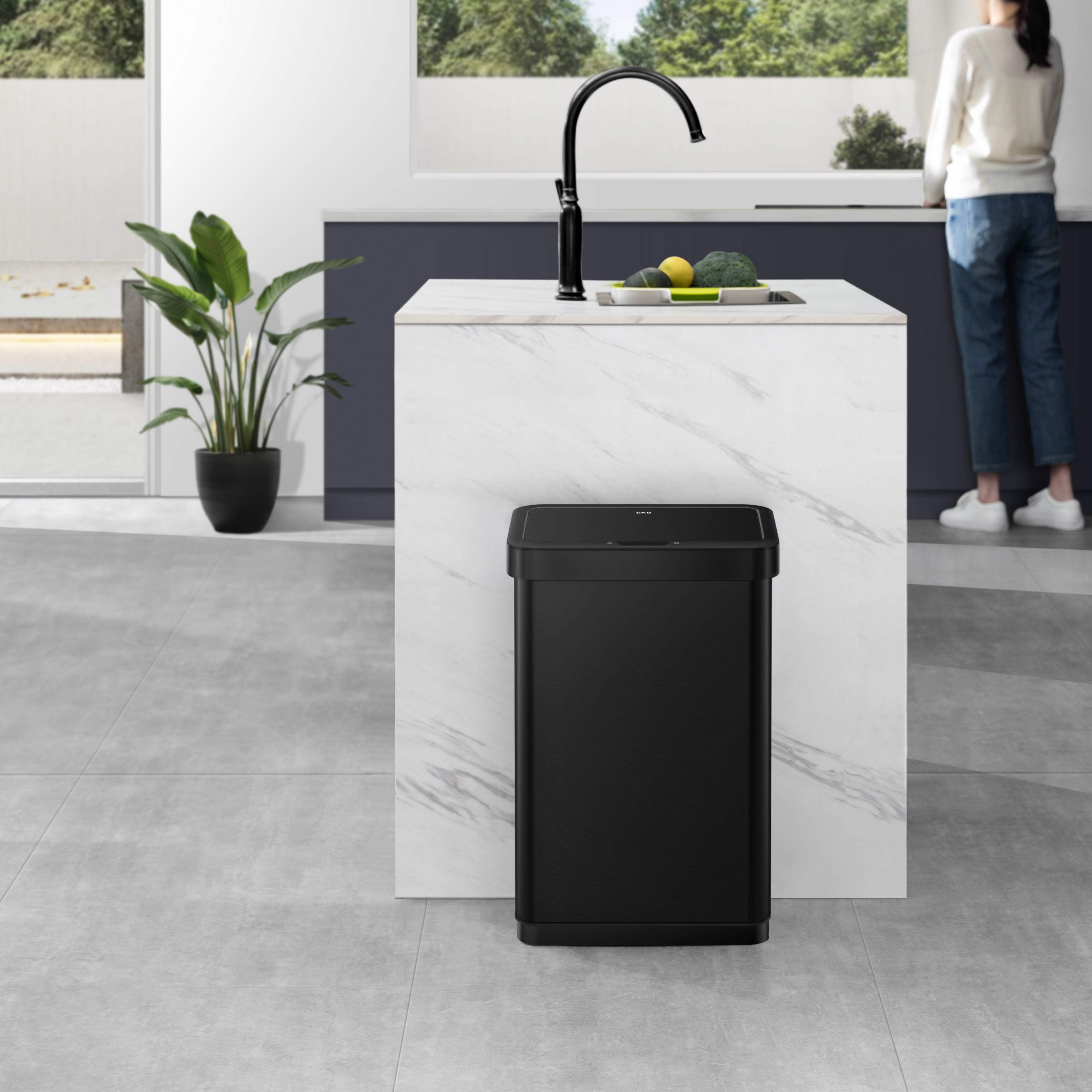 EKO Econova 50L Black Soft Close Sensor Bin