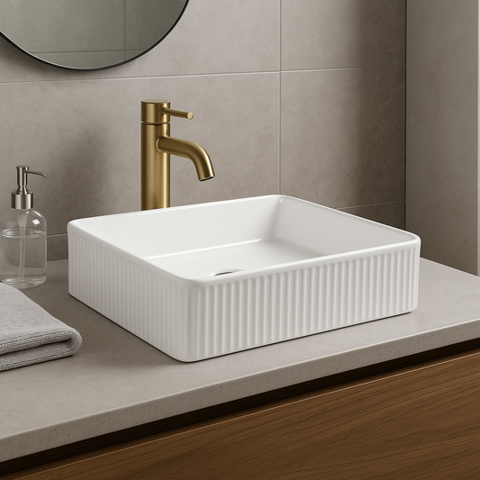 Square Flauto Basin with Brass features
