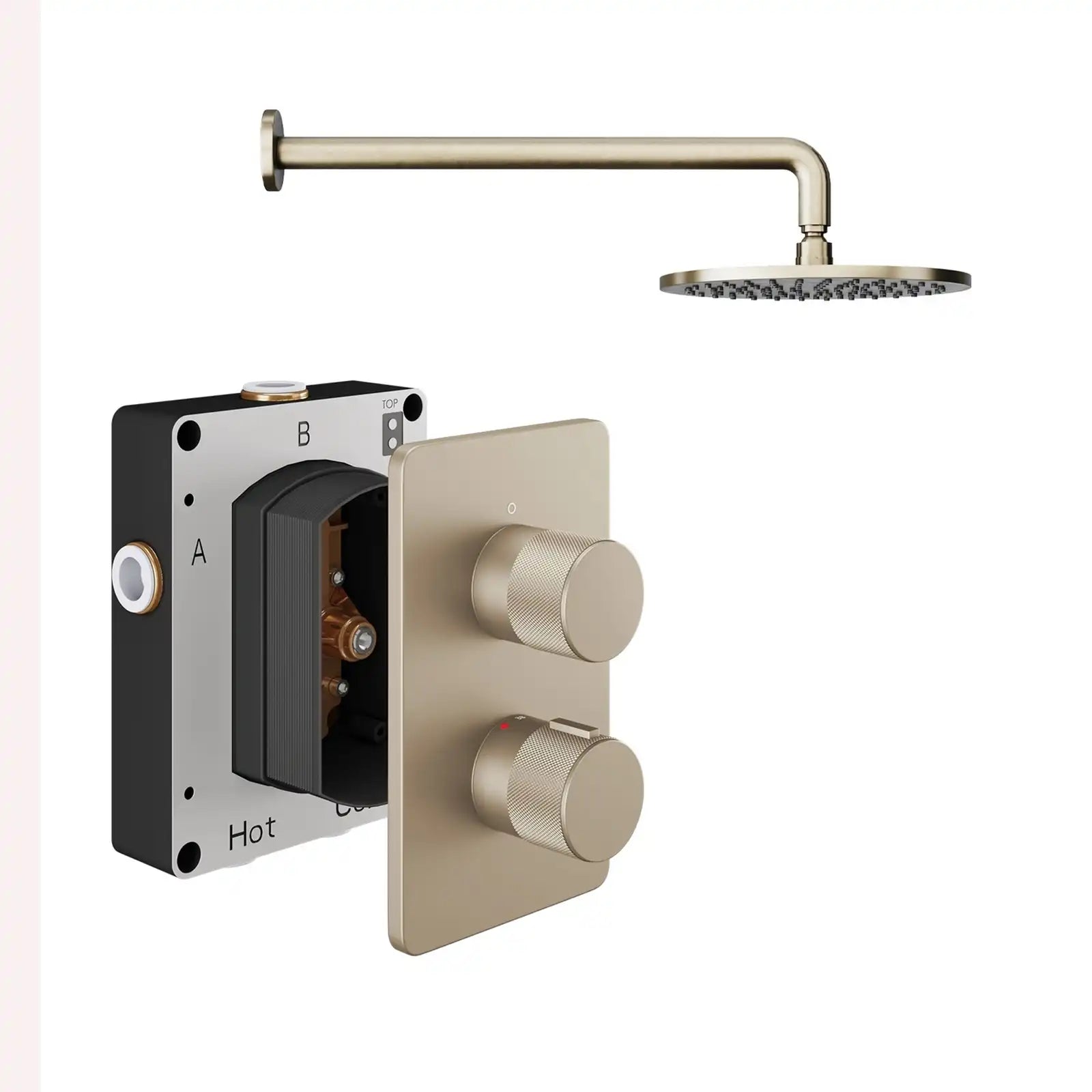 Abacus ISO PRO Fixed Round Shower Head with 1 Outlet Shower Valve & Wall Arm