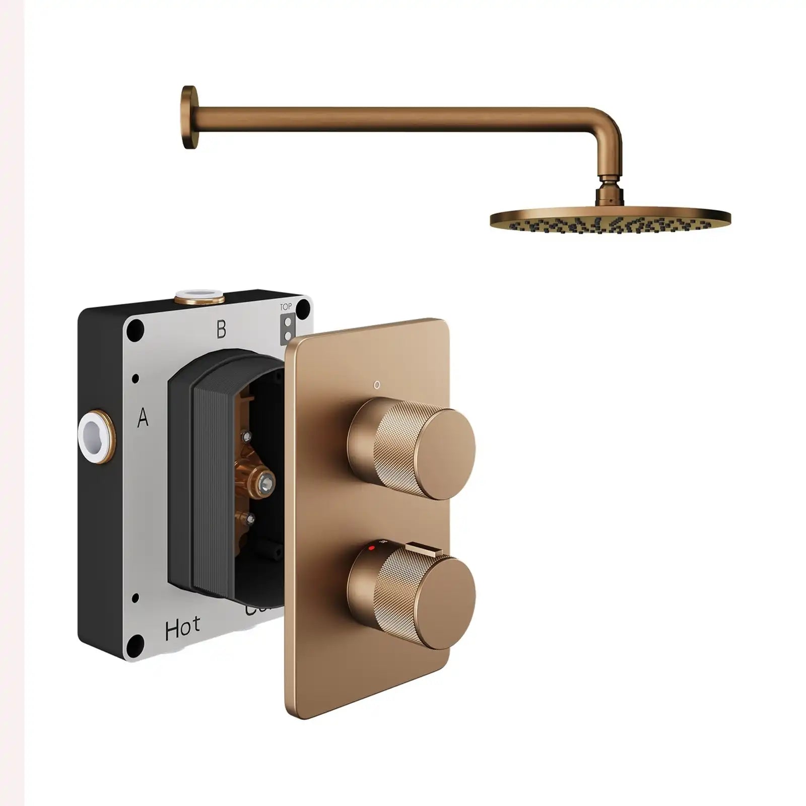 Abacus ISO PRO Fixed Round Shower Head with 1 Outlet Shower Valve & Wall Arm