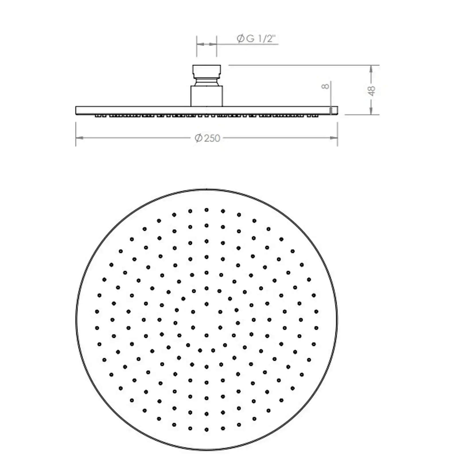 Abacus ISO PRO Fixed Round Shower Head with 1 Outlet Shower Valve & Wall Arm