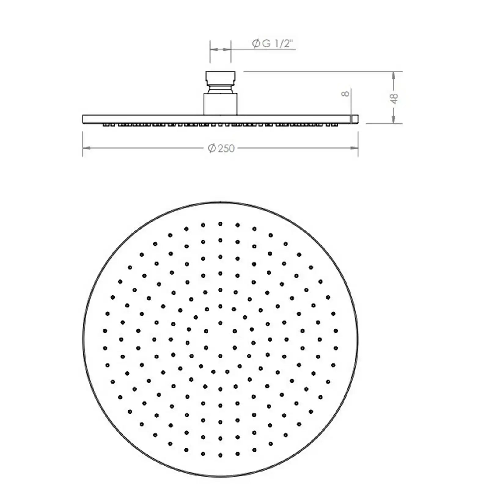 Abacus ISO PRO Fixed Round Shower Head with 2 Outlet Shower Valve, Ceiling Arm & Handset
